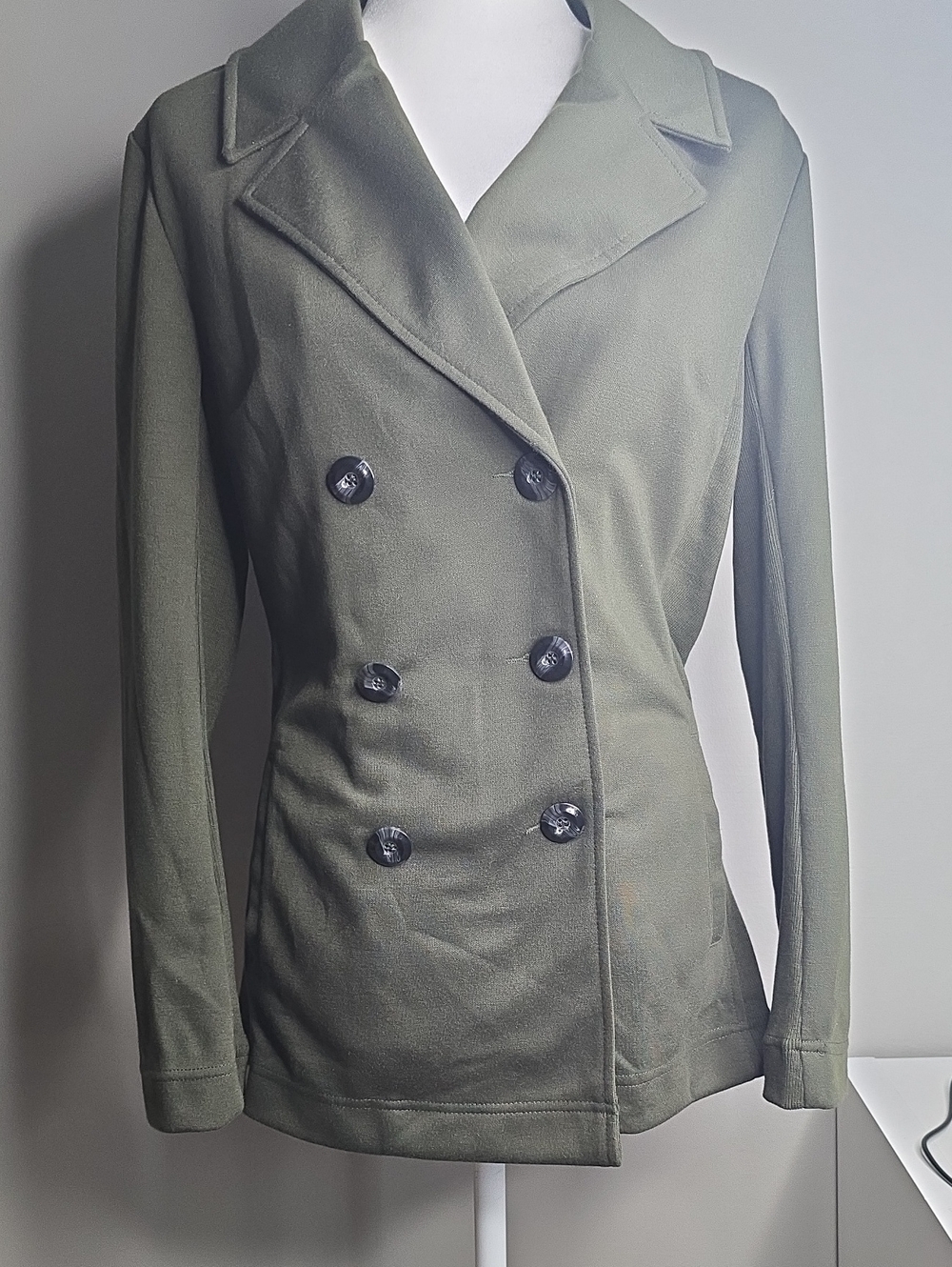 41 Hawthorn Olive Double-Breasted Pea Coat
